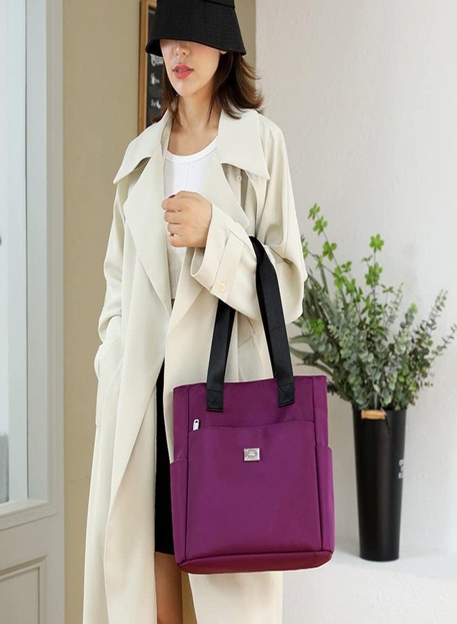Kresal Nylon Tote Bag for Women, Multi-pocket Large Shoulder Bag Casual Handbag with Zipper for Wrok Travel College - Multicolor - Image 4
